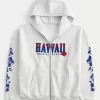 Boxy Fermuarlı Hawaii Grafik Sweatshirt Boxy Fermuarlı Hawaii Grafik Sweatshirt