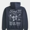 Boxy Ford Grafik Fermuarlı Kapüşonlu Üst Boxy Ford Grafik Fermuarlı Kapüşonlu Üst