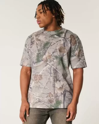 Boxy Heavyweight Camo Crew Tişörtü