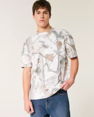 Boxy Heavyweight Camo Crew Tişörtü