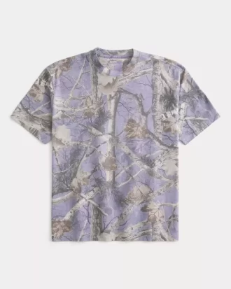 Boxy Heavyweight Camo Crew Tişörtü