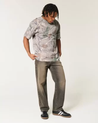 Boxy Heavyweight Camo Crew Tişörtü