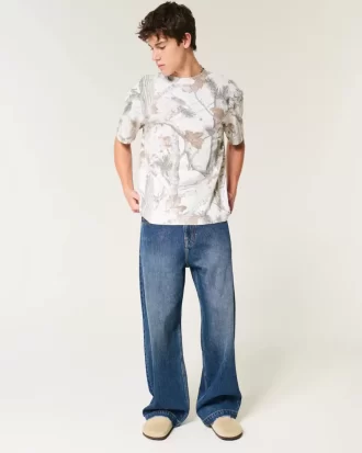 Boxy Heavyweight Camo Crew Tişörtü