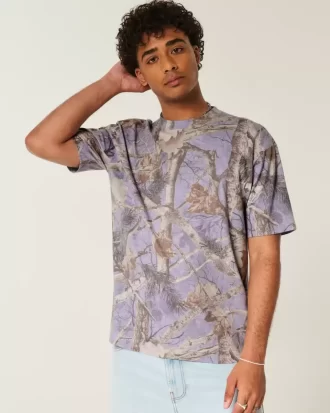 Boxy Heavyweight Camo Crew Tişörtü