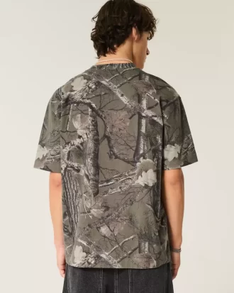 Boxy Heavyweight Camo Crew Tişörtü