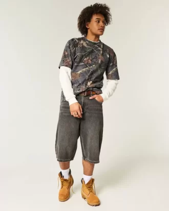 Boxy Heavyweight Camo Crew Tişörtü