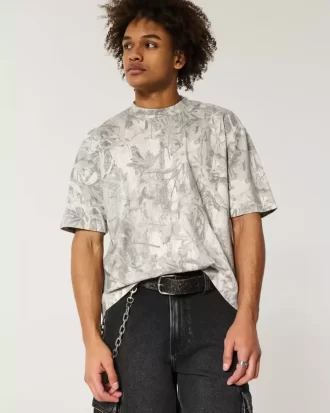 Boxy Heavyweight Crop Camo Crew Tişört
