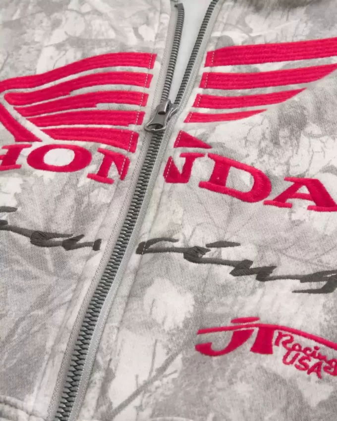 Boxy Honda Racing Grafik Fermuarlı Kapüşonlu Üst Boxy Honda Racing Grafik Fermuarlı Kapüşonlu Üst