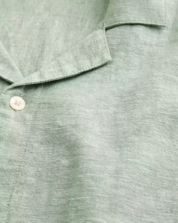 Boxy Kısa Kollu Keten Karışımlı Gömlek