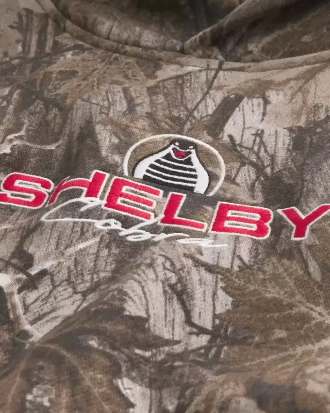 Boxy Shelby Grafik Kamuflaj Kapüşonlu Üst