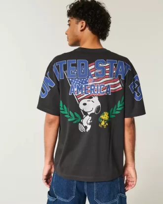 Boxy Snoopy USA Grafik Tişört
