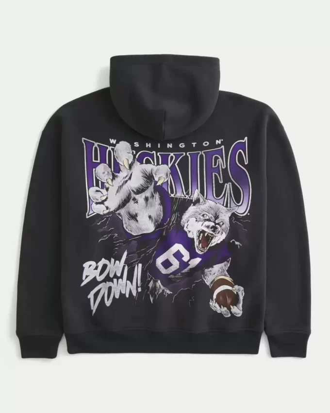 Boxy University of Washington Huskies Grafik Kapüşonlu Üst