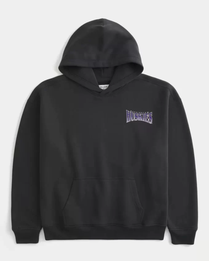 Boxy University of Washington Huskies Grafik Kapüşonlu Üst