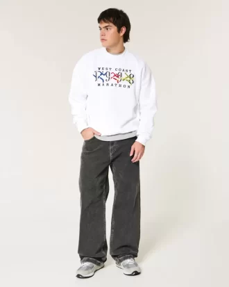 Boxy West Coast Marathon Grafikli Mürettebat Sweatshirt