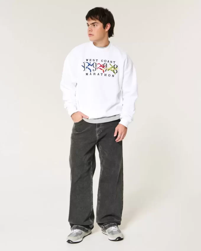 Boxy West Coast Marathon Grafikli Mürettebat Sweatshirt