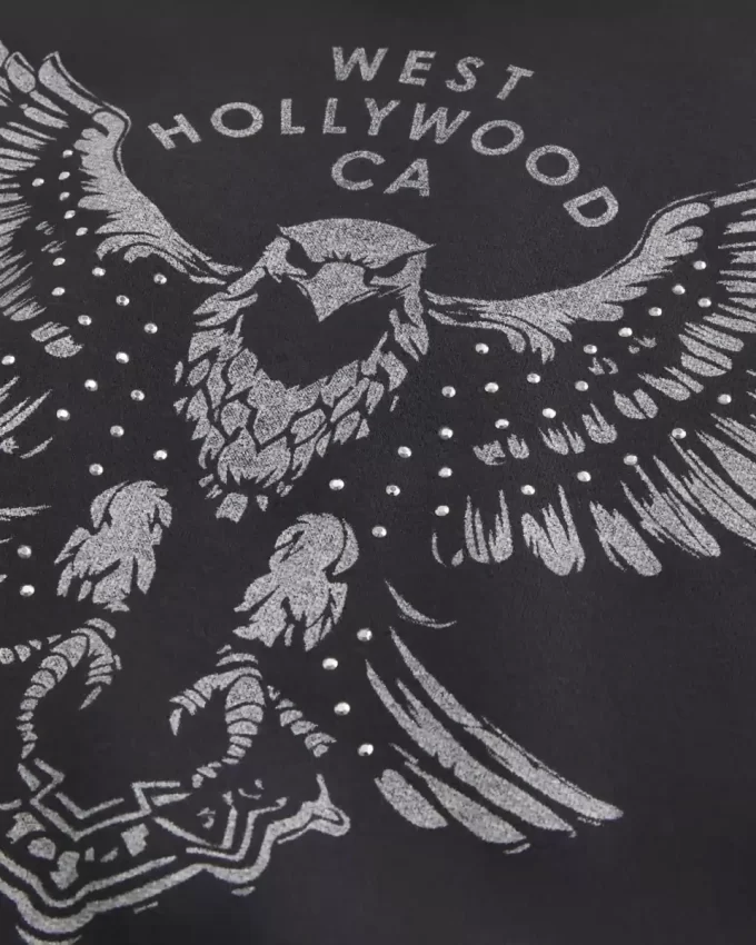Boxy West Hollywood Grafik Kapüşonlu