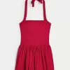 Boyundan Bağlamalı Mini Balonlu Skort Elbise