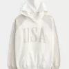 Büyük Boy ABD Grafik Kapüşonlu Sweatshirt