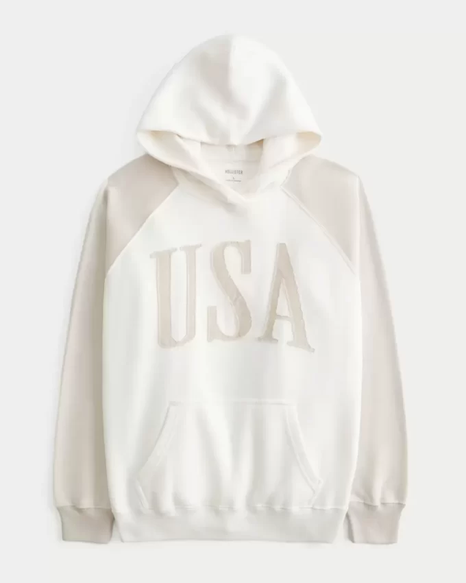 Büyük Boy ABD Grafik Kapüşonlu Sweatshirt