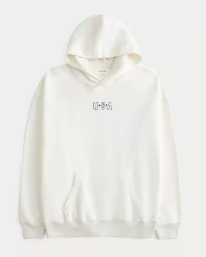 Büyük Boy ABD Grafik Kapüşonlu Sweatshirt