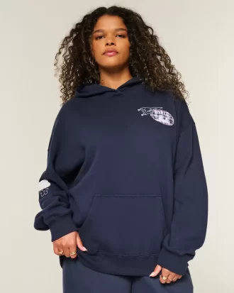 Büyük Boy Bear Lake Grafik Kapüşonlu Sweatshirt