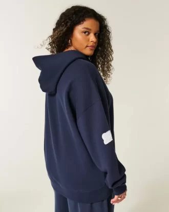 Büyük Boy Bear Lake Grafik Kapüşonlu Sweatshirt