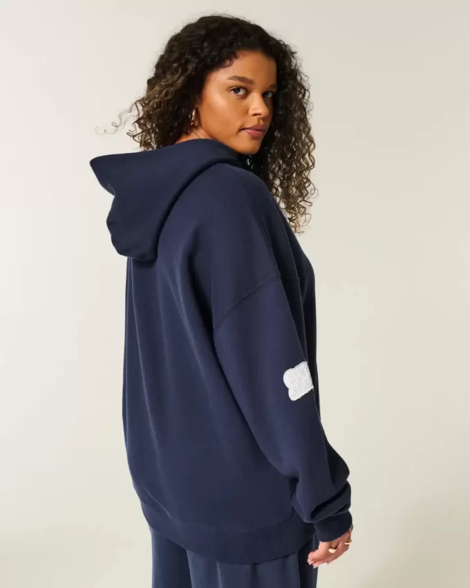 Büyük Boy Bear Lake Grafik Kapüşonlu Sweatshirt