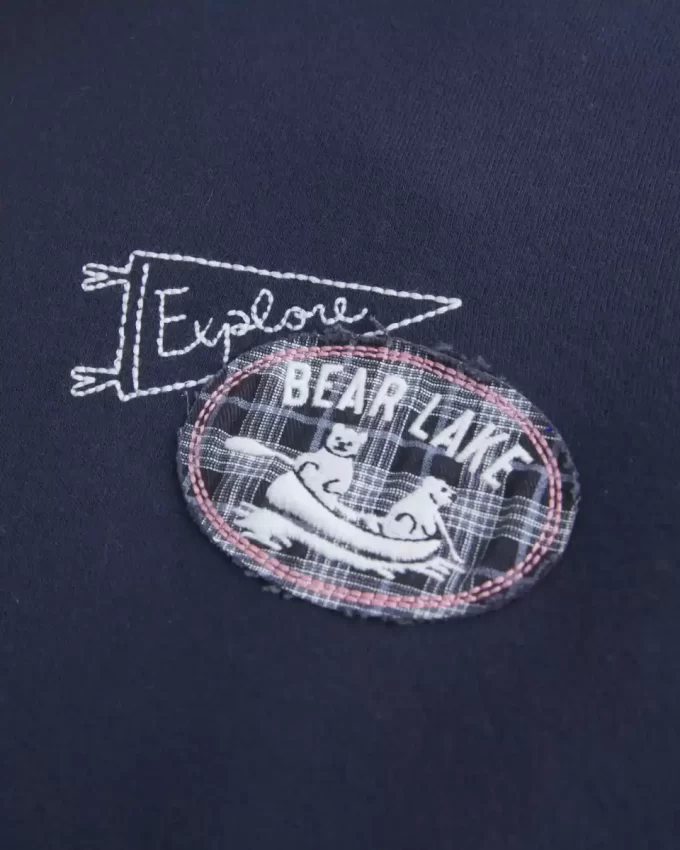 Büyük Boy Bear Lake Grafik Kapüşonlu Sweatshirt