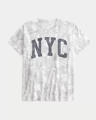 Büyük Boy Camo NYC Grafik Tişört
