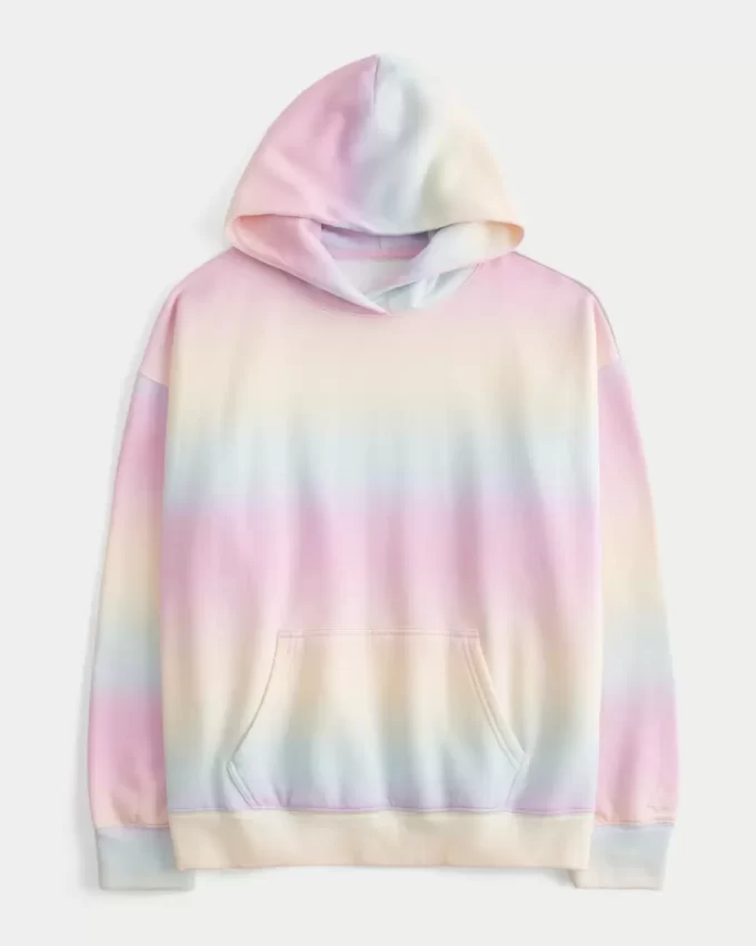 Büyük Boy Desenli Kapüşonlu Üst