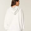 Büyük Boy Doğu Yakası Grafik Kapüşonlu Sweatshirt