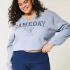 Büyük Boy Gameday Grafik Çentik Yaka Sweatshirt