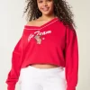 Büyük Boy Go Team Grafik V Yaka Sweatshirt