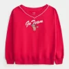 Büyük Boy Go Team Grafik V Yaka Sweatshirt