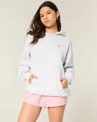 Büyük Boy I Heart LA Grafik Kapüşonlu Sweatshirt