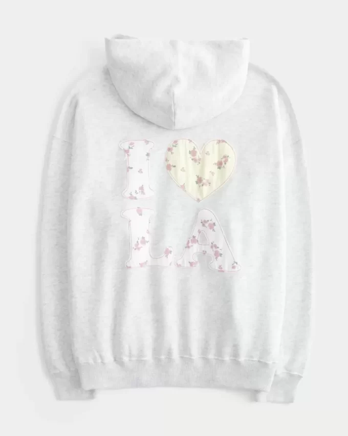 Büyük Boy I Heart LA Grafik Kapüşonlu Sweatshirt