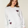Büyük Boy Kalp Grafikli Mürettebat Sweatshirt