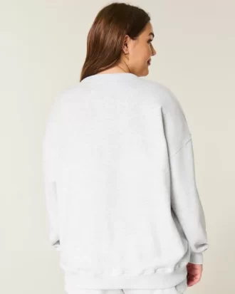 Büyük Boy Kalp Grafikli Mürettebat Sweatshirt