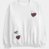 Büyük Boy Kalp Grafikli Mürettebat Sweatshirt