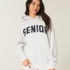 Büyük Boy Kıdemli Grafik Kapüşonlu Sweatshirt