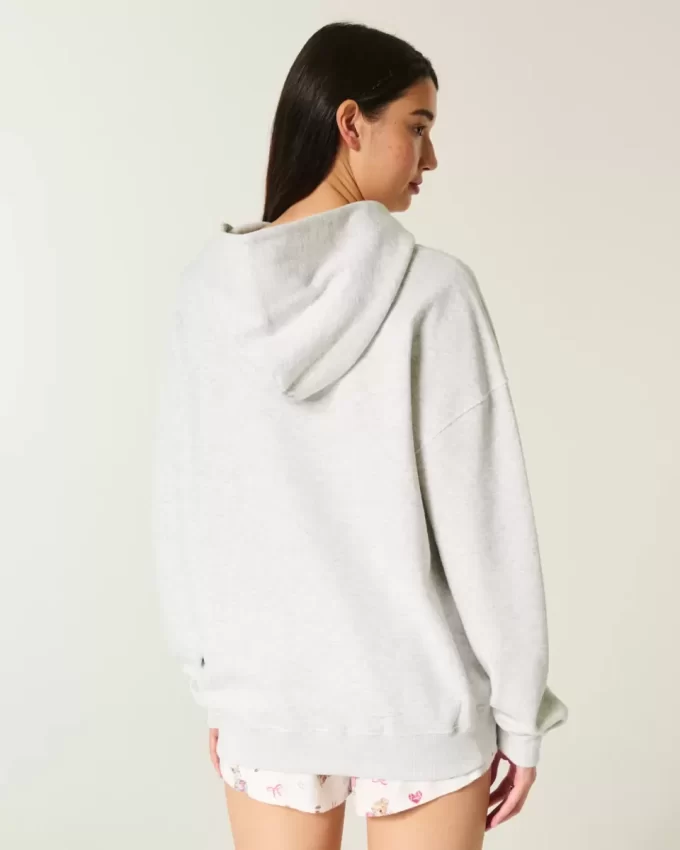 Büyük Boy Kıdemli Grafik Kapüşonlu Sweatshirt