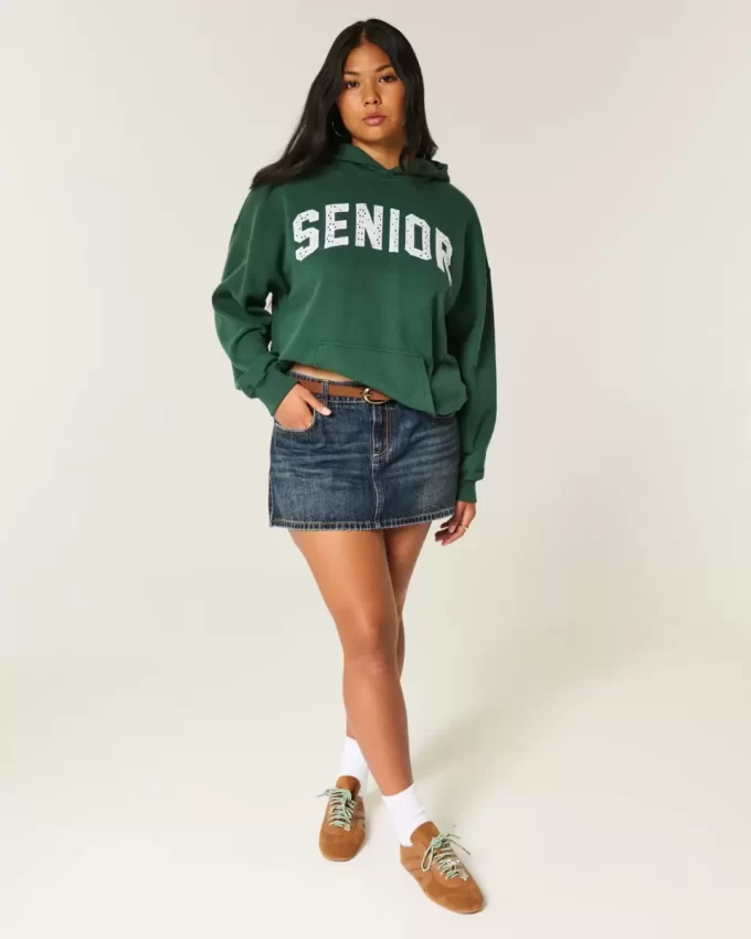 Büyük Boy Kıdemli Grafik Kapüşonlu Sweatshirt