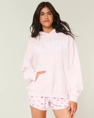 Büyük Boy Kıdemli Grafik Kapüşonlu Sweatshirt