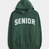 Büyük Boy Kıdemli Grafik Kapüşonlu Sweatshirt