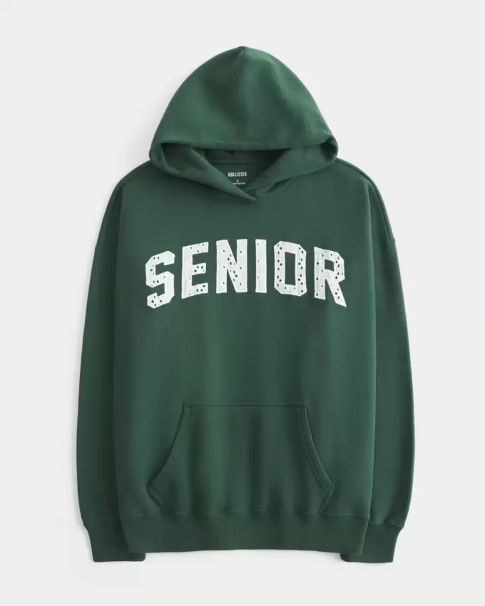 Büyük Boy Kıdemli Grafik Kapüşonlu Sweatshirt