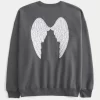 Büyük Boy Melek Kanatlı Grafikli Sweatshirt