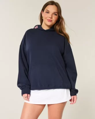 Büyük Boy Meyveli Grafik Kapüşonlu Sweatshirt