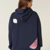 Büyük Boy Meyveli Grafik Kapüşonlu Sweatshirt