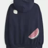 Büyük Boy Meyveli Grafik Kapüşonlu Sweatshirt
