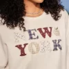 Büyük Boy New York Grafikli Mürettebat Sweatshirt